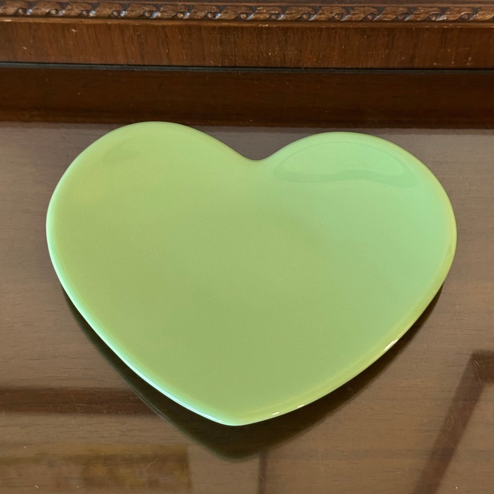 Mosser Jadeite Heart Plate 9x7 Green Milk Glass Vintage Style Serving Dish